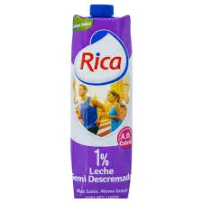 LECHE RICA SEMIDESCREMADA 1%  LT