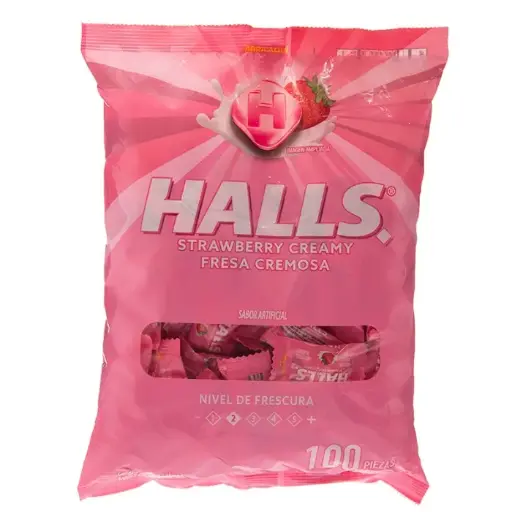 MENTA HALLS ROSADA 100 UDS